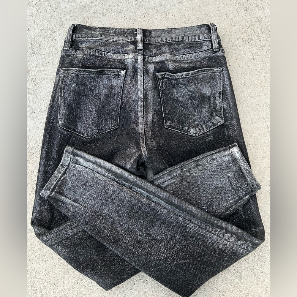Excellent! Women’s FRAME Le High Skinny Crop Coated Jeans Chrome Noir sz 25